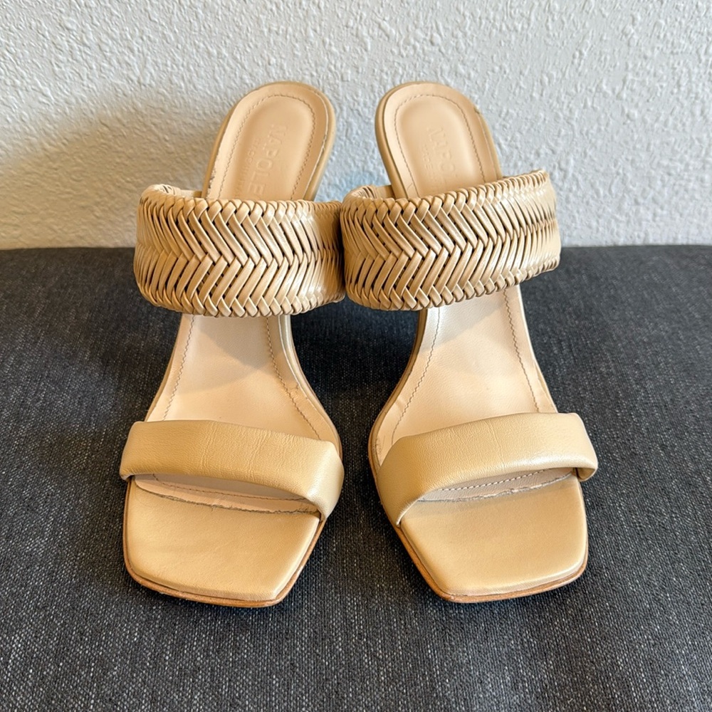 NAPOLEONI EUC Tan Woven Strap Nude Heel Sandals